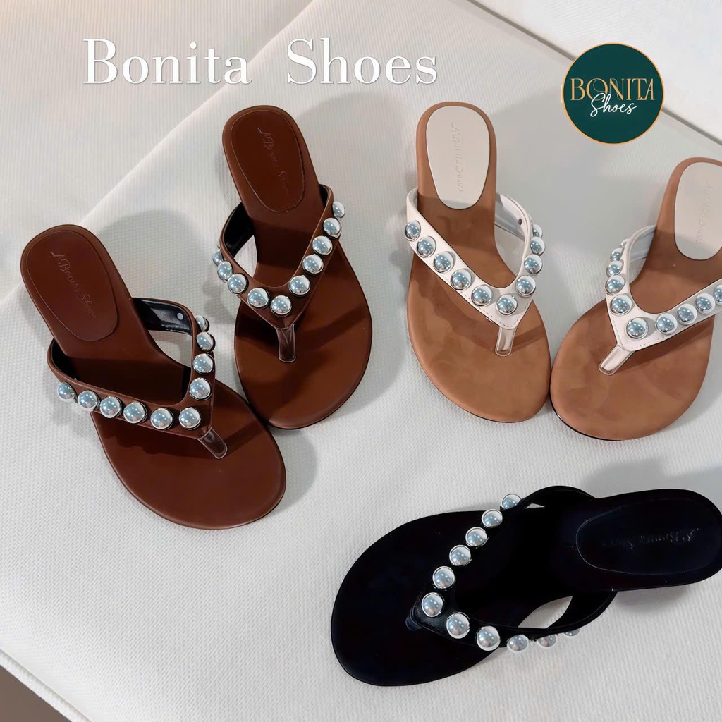 D296 Cao gót nữ Bonita Shoes quai kẹp đính NHIỀU Đá gót cao 3cm - NS12