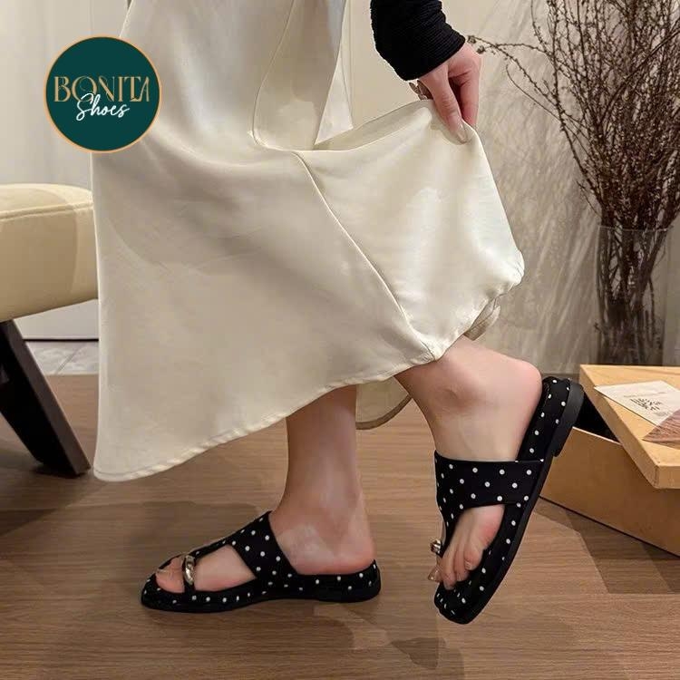 BM325 Dép bệt nữ Bonita Shoes xỏ ngón khoá vàng quai kẹp tam giác 3 cm P - NS12