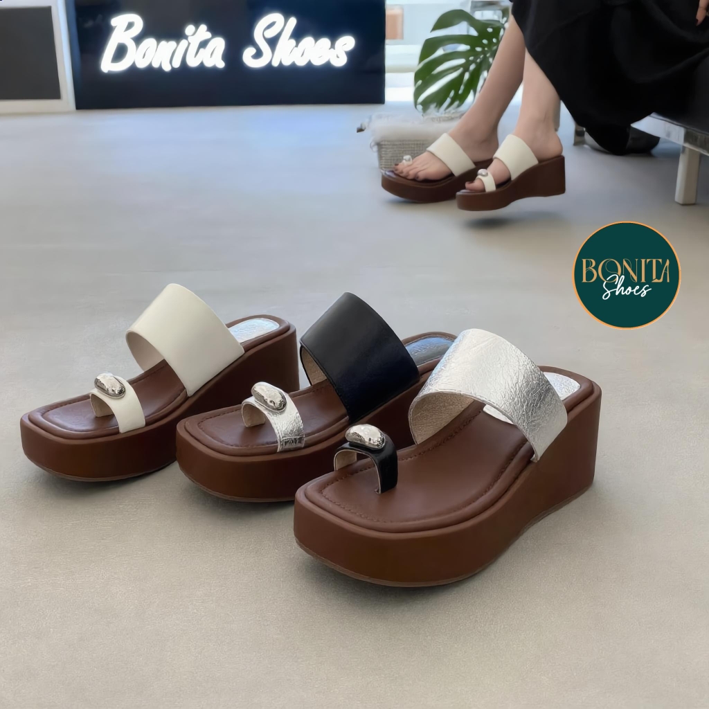 D806 Dép xuồng nữ Bonita Shoes quai ngang xỏ ngón đính ngọc (FORM RỘNG) - NS12