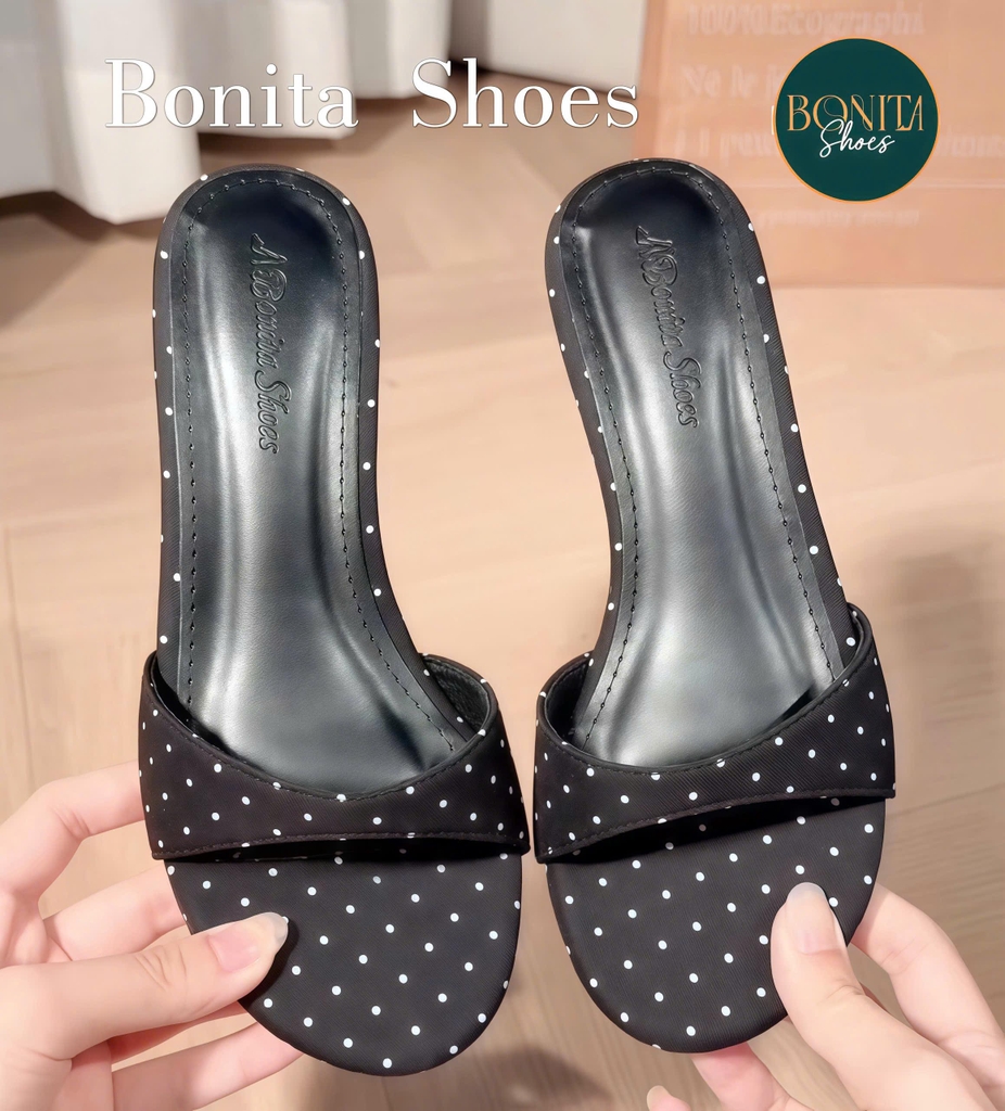 G506 Cao gót nữ Bonita Shoes CHẤM BI quai ngang cao 5cm - NS1