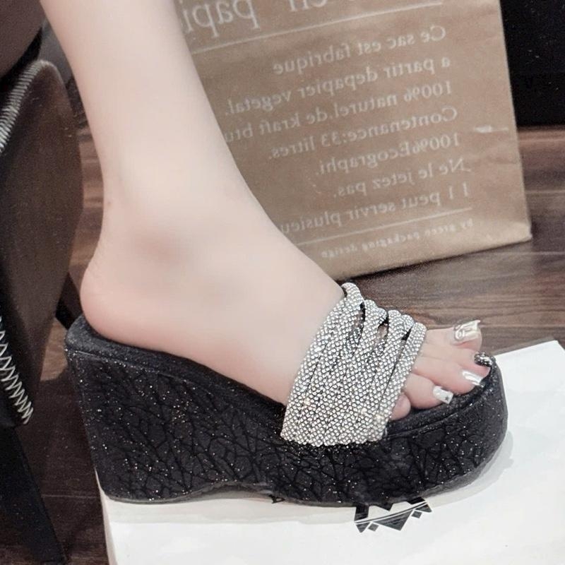 BM245 Dép xuồng nữ Bonita Shoes 1 4 quai đá xoắn đế bling lót bóng cao 10 cm - NS2