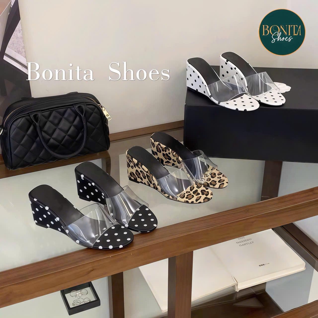 D146 Cao gót nữ Bonita Shoes CHẤM BI quai Mica cao 7cm - NS1