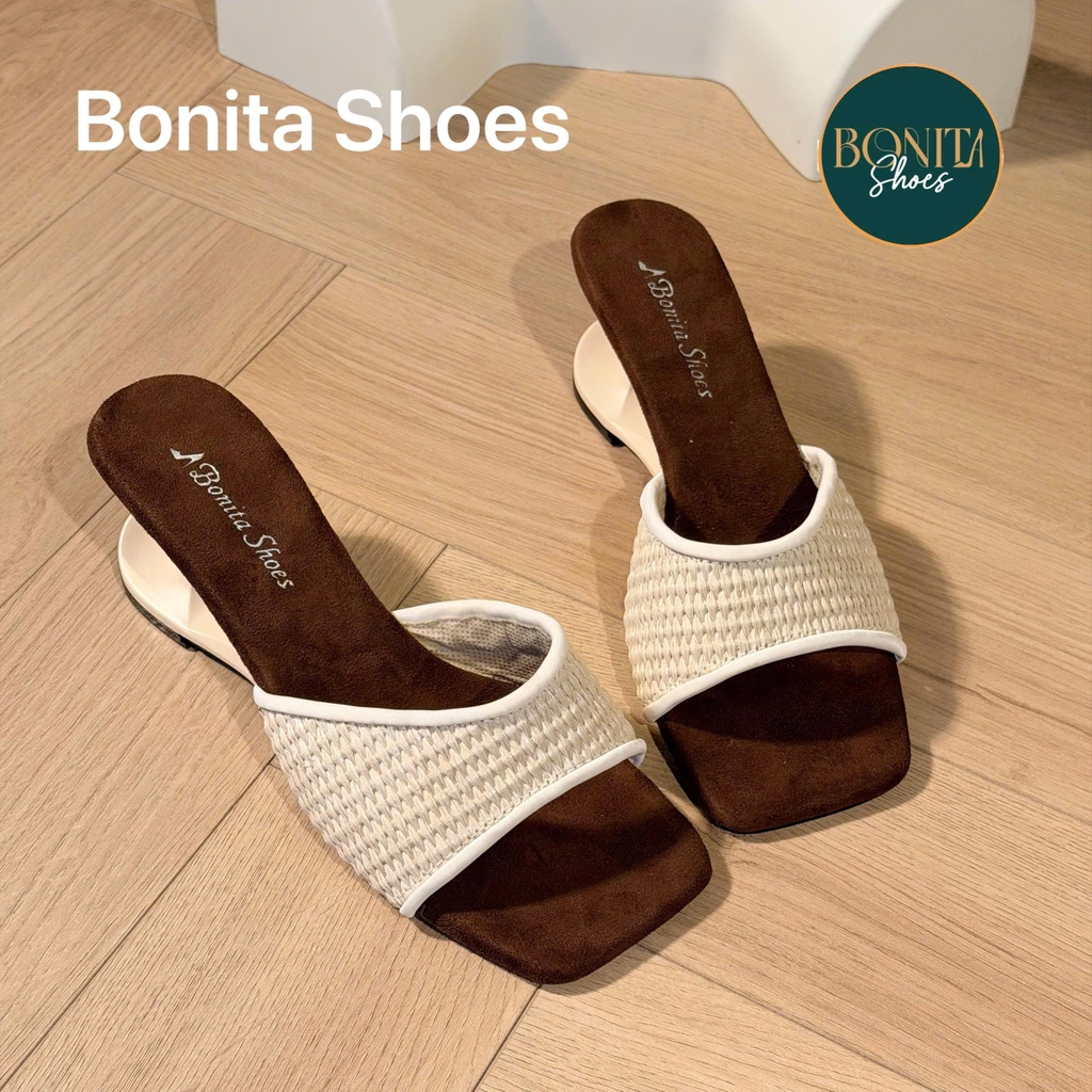 D205 Cao gót nữ Bonita Shoes quai GẤP mũi vuông cao 6cm - NS1