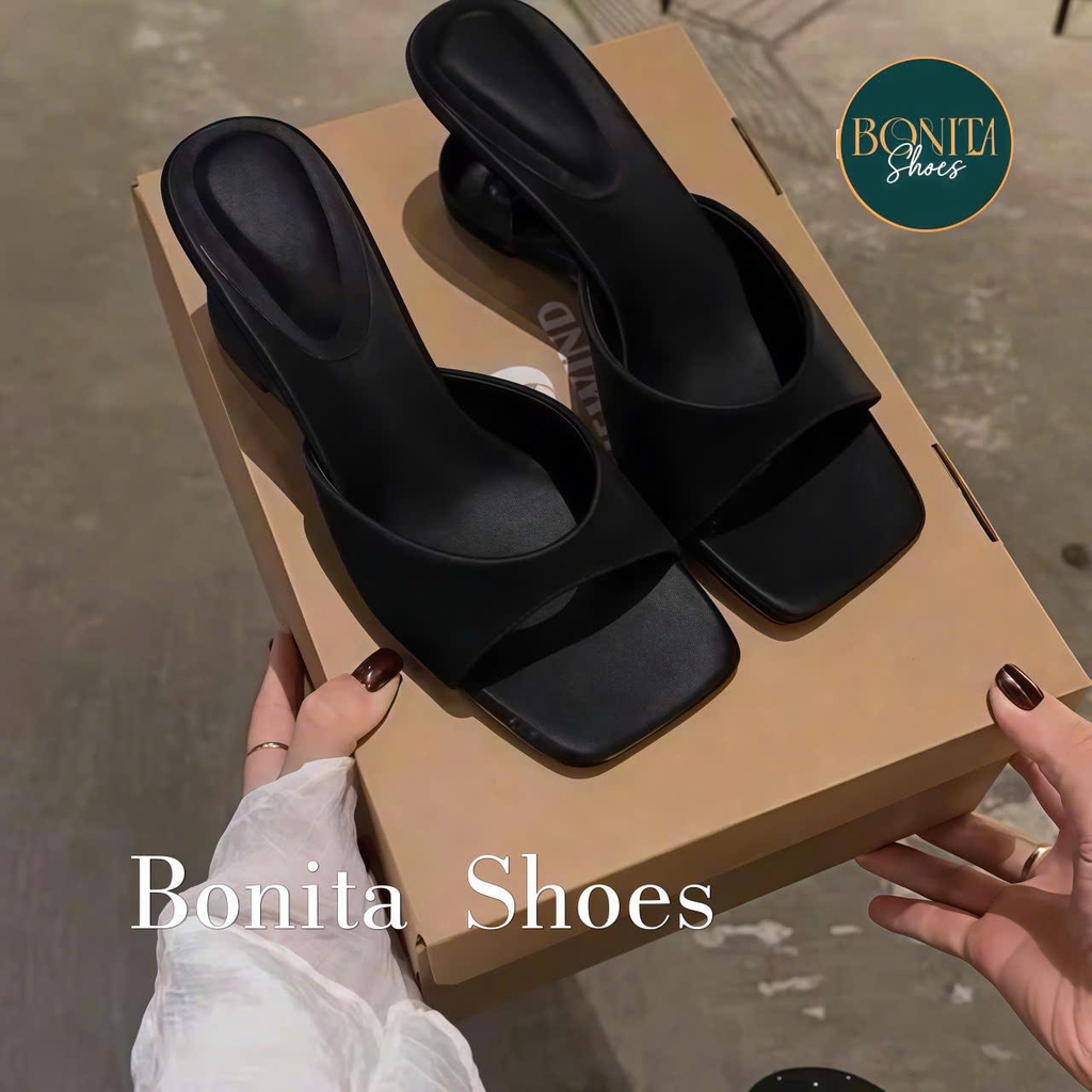 G306 Guốc cao gót nữ Bonita Shoes mũi vuông quai bản ngang GÓT MỚI da mềm cao 6cm - NS12