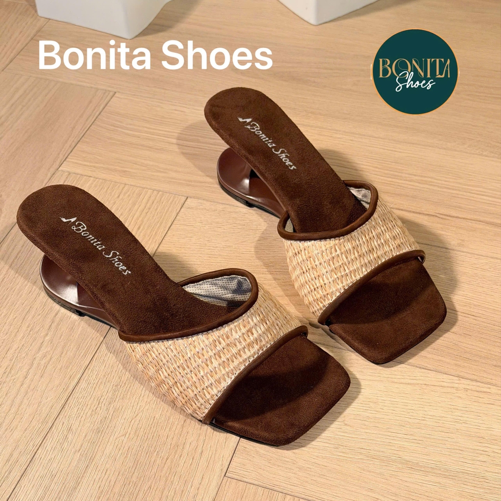D205 Cao gót nữ Bonita Shoes quai GẤP mũi vuông cao 6cm - NS1