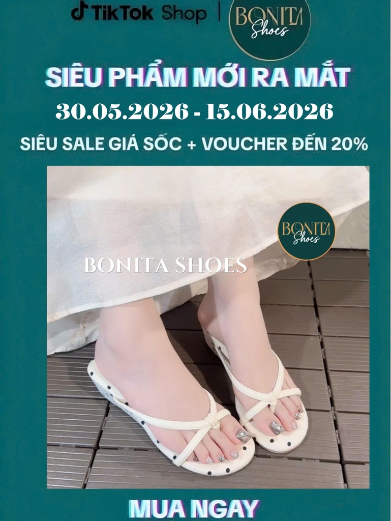 G339 Dép kẹp nữ Bonita Shoes Chấm Bi 2 quai ngang CHÉO cao 4cm (FORM RỘNG) - NS1