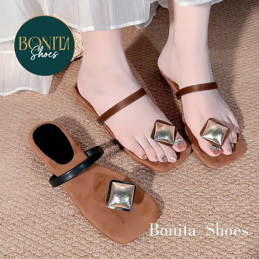D629 Cao gót nữ Bonita Shoes quai ngang xỏ HỘT đá to 3cm - NS12