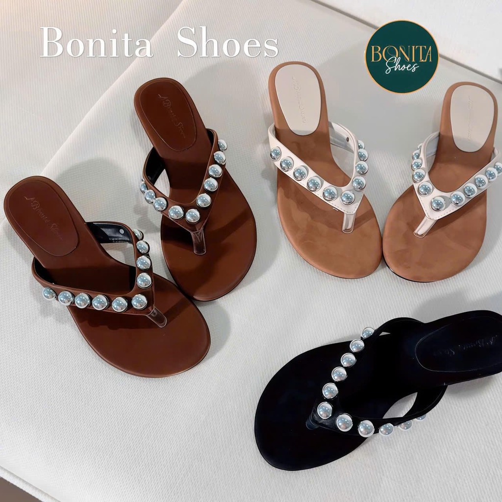 D296 Cao gót nữ Bonita Shoes quai kẹp đính NHIỀU Đá gót cao 3cm - NS12