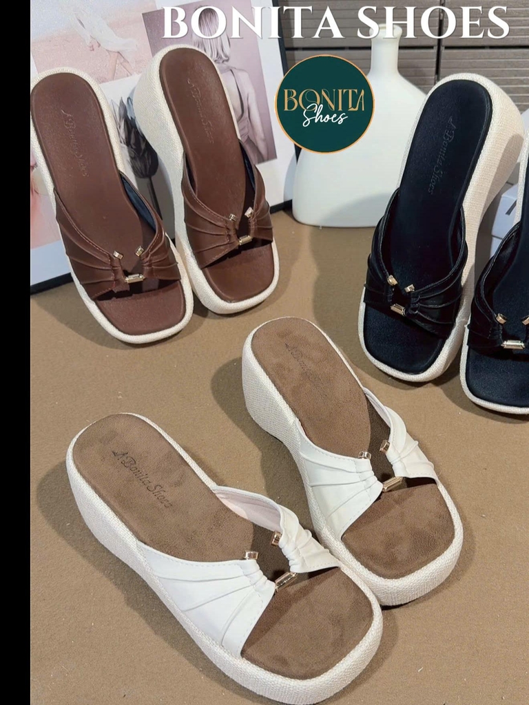 DX416 Dép xuồng nữ Bonita Shoes quai mềm Khoá C cao 6 cm - NS12