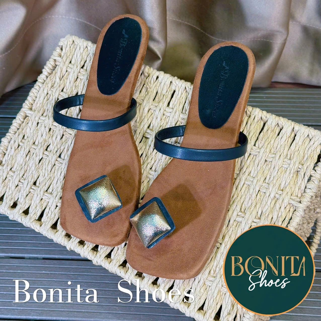 D629 Cao gót nữ Bonita Shoes quai ngang xỏ HỘT đá to 3cm - NS12