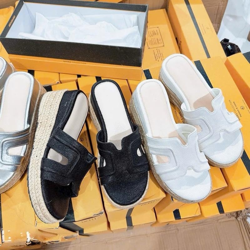 BMC19 Dép xuồng nữ đế cối Bonita Shoes quai da H mềm đế cối cao 7 cm và 9 cm C - NS2