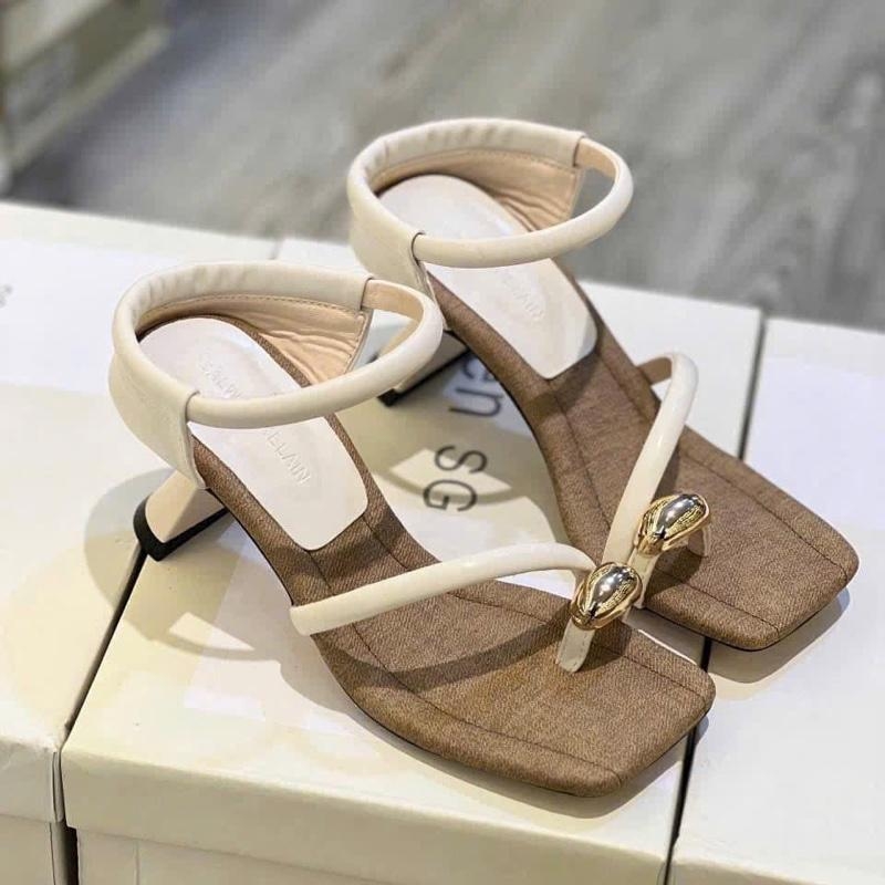 G277 Guốc cao gót nữ Bonita Shoes xỏ ngón khoá nút bac quai mảnh cắt gót cao 5cm - NS1