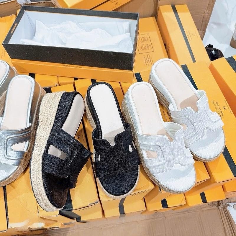 BMC19 Dép xuồng nữ đế cối Bonita Shoes quai da H mềm đế cối cao 7 cm và 9 cm C - NS2