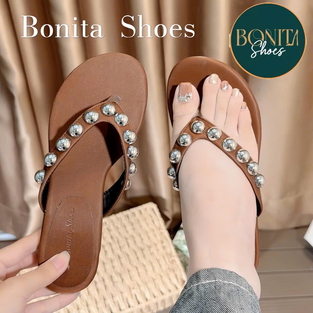 D296 Cao gót nữ Bonita Shoes quai kẹp đính NHIỀU Đá gót cao 3cm - NS12