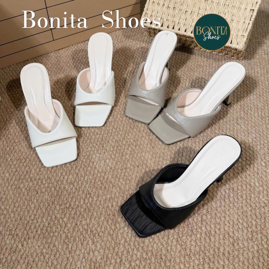 G206 Giày cao gót nữ Bonita Shoes mũi vuông gót dẹp cao 8cm - NS1