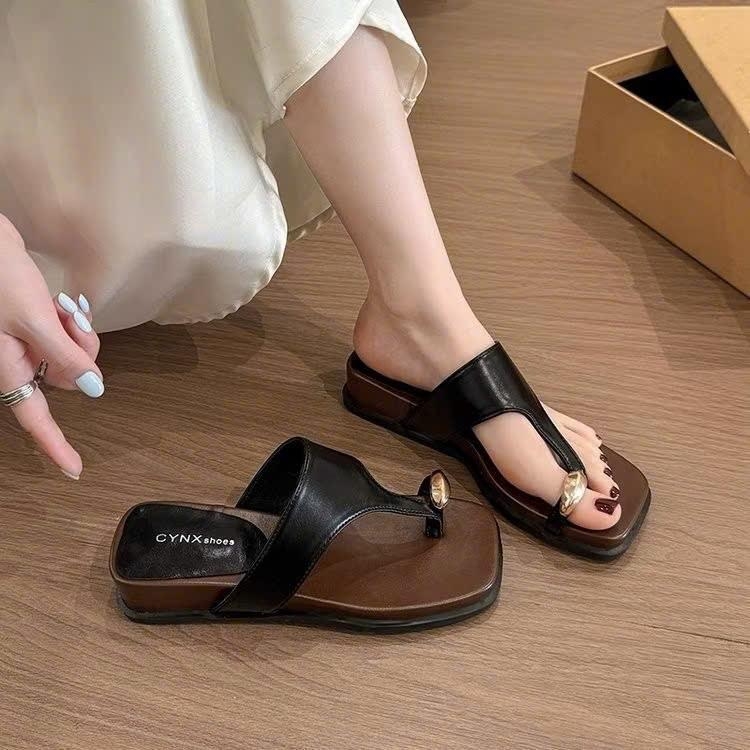 BM325 Dép bệt nữ Bonita Shoes xỏ ngón khoá vàng quai kẹp tam giác 3 cm C - NS12
