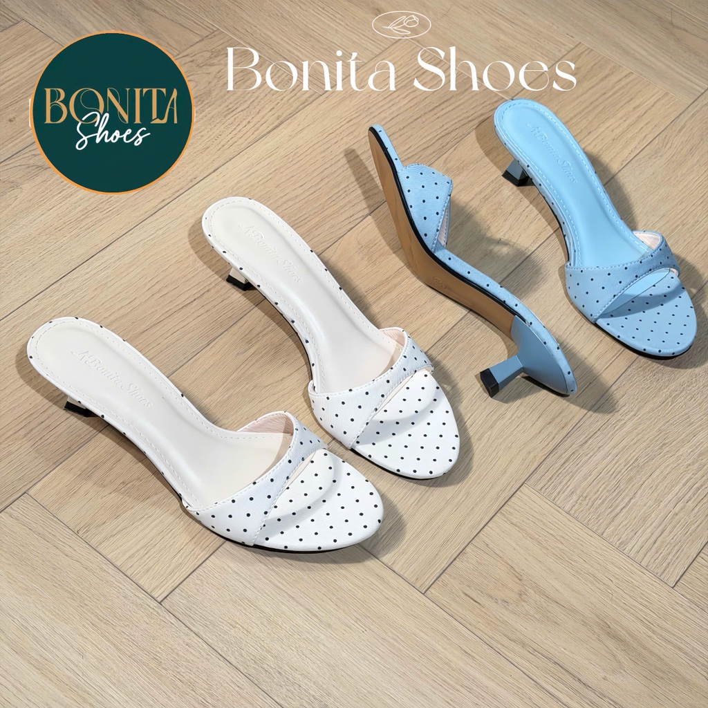 G506 Cao gót nữ Bonita Shoes CHẤM BI quai ngang cao 5cm - NS1