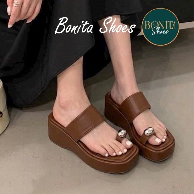 D806 Dép xuồng nữ Bonita Shoes quai ngang xỏ ngón đính ngọc (FORM RỘNG) - NS12