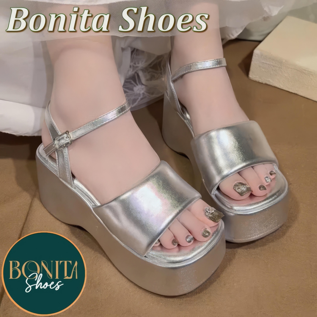 BMS19 SANDAL xuồng bánh mì nữ Bonita Shoes quai ngang khoá gài 7 cm và 10 cm -  NS2