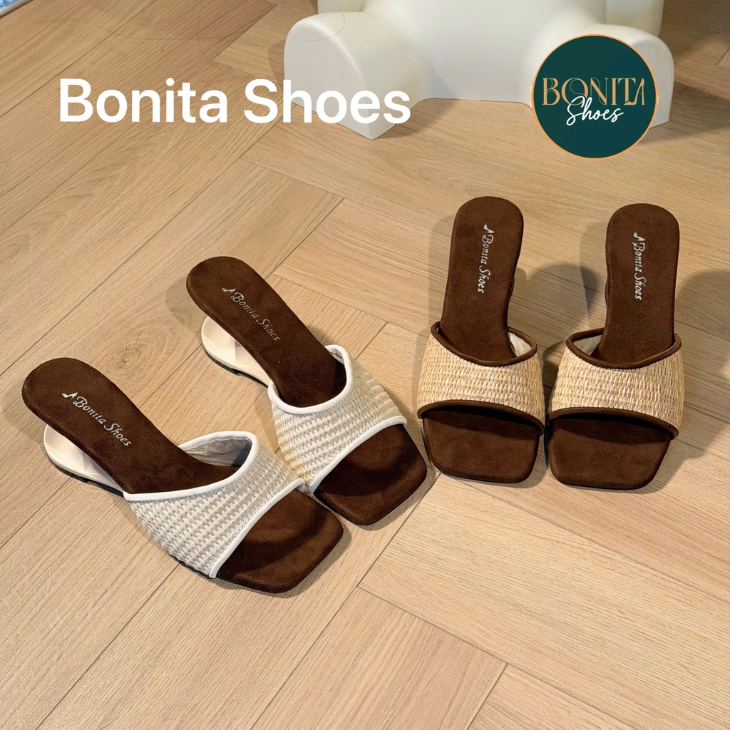 D205 Cao gót nữ Bonita Shoes quai GẤP mũi vuông cao 6cm - NS1