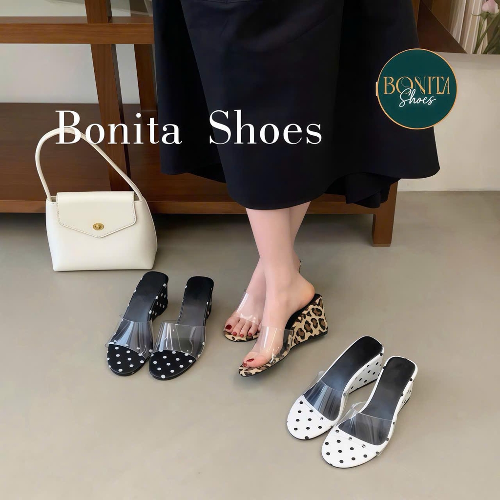 D146 Cao gót nữ Bonita Shoes CHẤM BI quai Mica cao 7cm - NS1