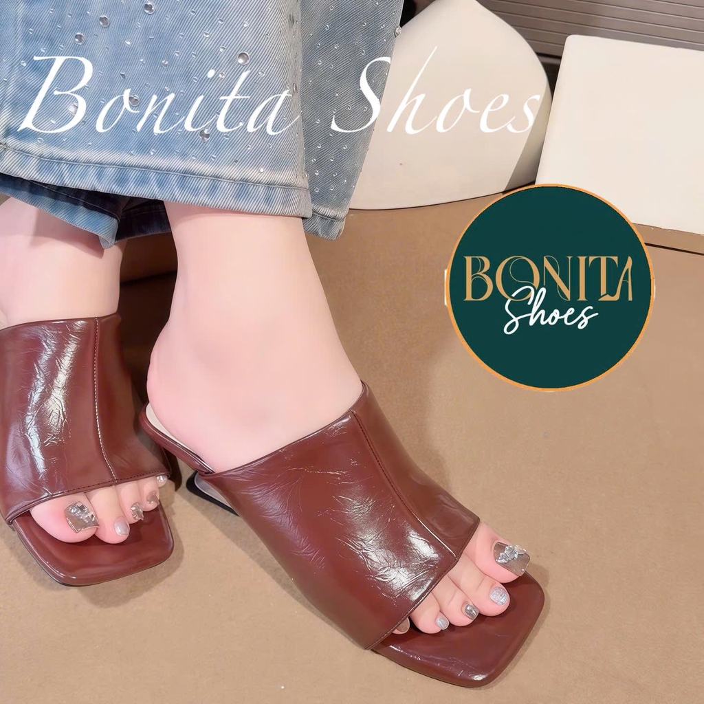 G134 Cao gót nữ Bonita Shoes mũi vuông gót pháp quai bản to cao 6cm - NS1