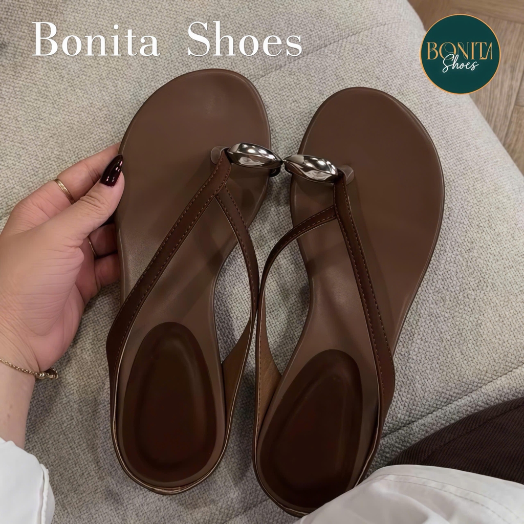 D530 Dép bệt nữ Bonita Shoes quai dây mảnh xỏ ngón khóa vàng - NS1