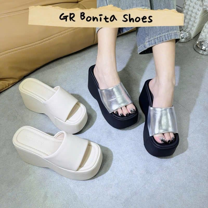N1 Dép xuồng bánh mì quai ngang M2 mút phồng cao 10 Cm DéP Nữ Shoes