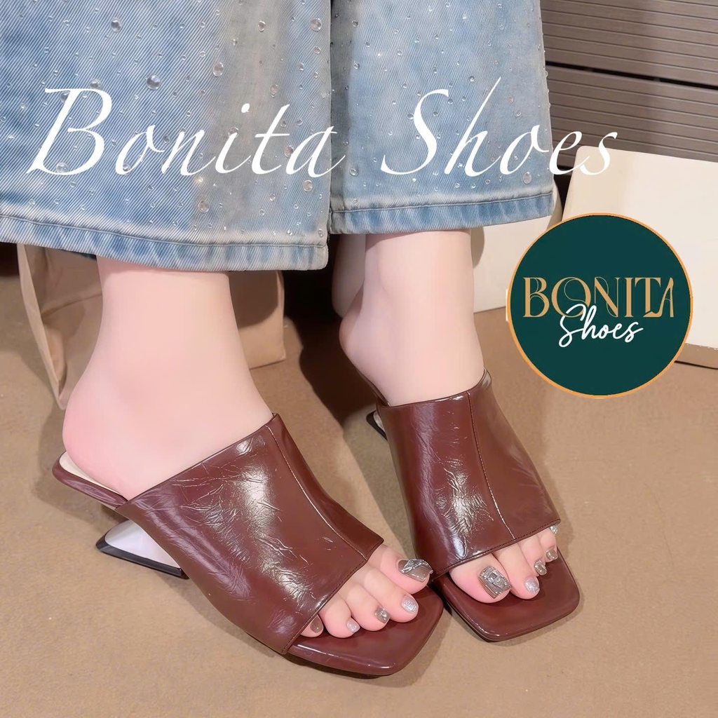 G134 Cao gót nữ Bonita Shoes mũi vuông gót pháp quai bản to cao 6cm - NS1