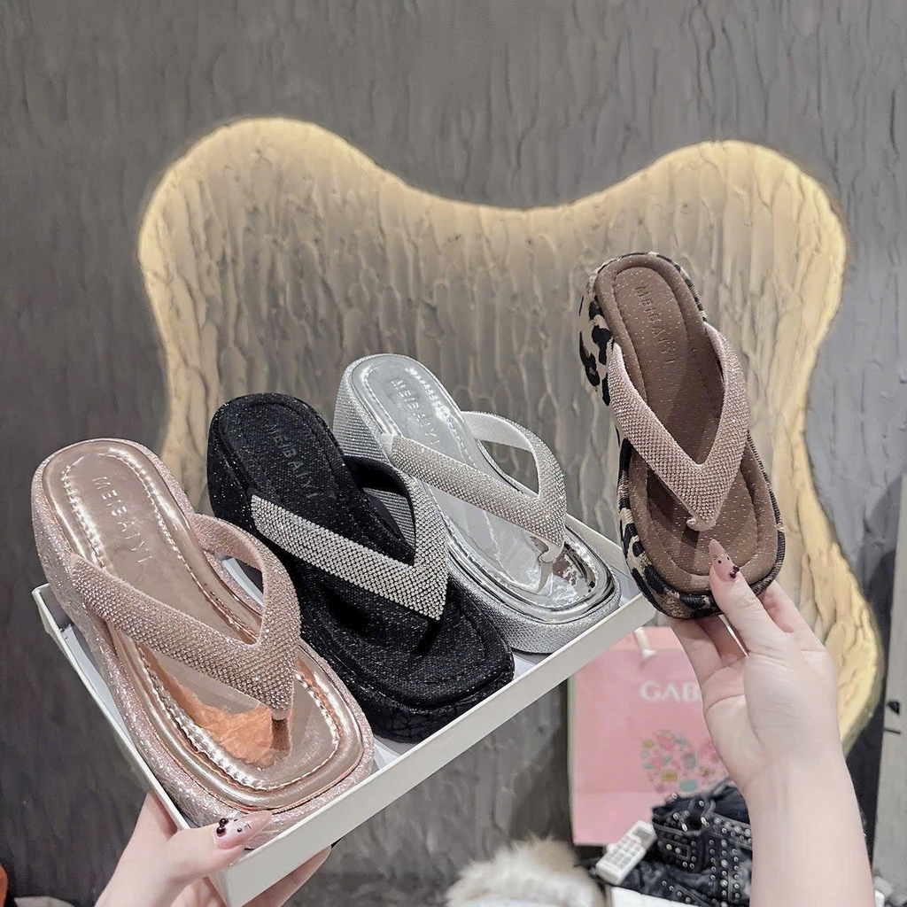 NS2 Dép xuồng quai đá kẹp Tgiac đế cao 5 cm - Bonita Shoes-BM263
