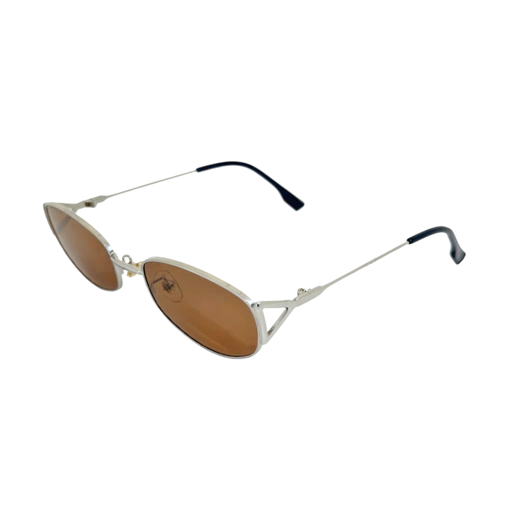 Kính Râm CONLEY Oval Kim Loại Bạc Tròng Nâu - Kính Mát Unisex Bo Góc Chống UV400 CO-0373