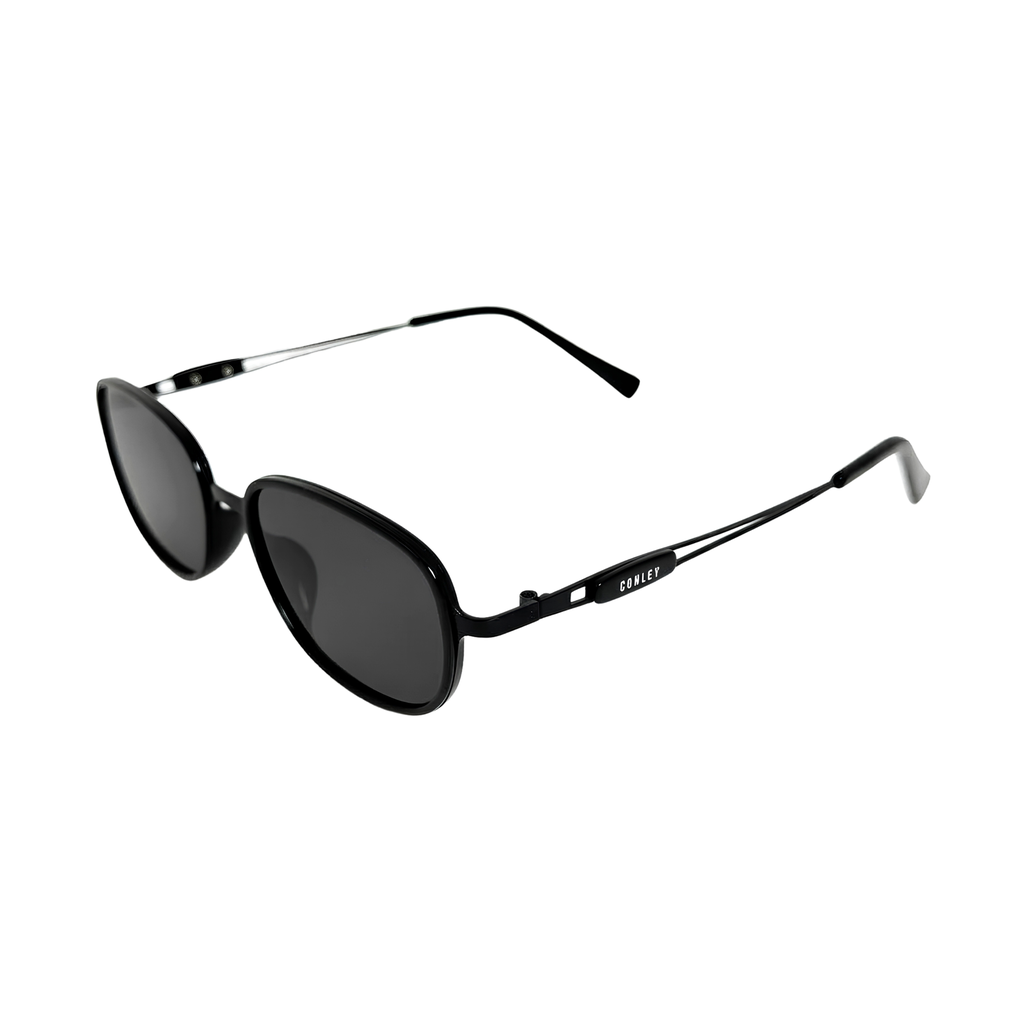 Kính Râm Oval Càng Kim Loại Thanh Mảnh Gọng Đen - Kính Mát CONLEY Unisex Siêu Nhẹ Y2K | CO-0387