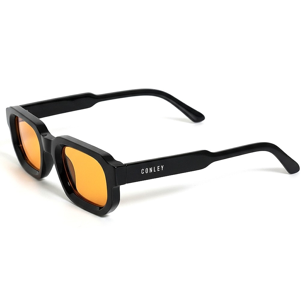 Mắt Kính Râm CONLEY Gọng Vuông Chống Tia UV Acetate Cao Cấp Màu Đen Tròng Vàng| CO-0028-DV