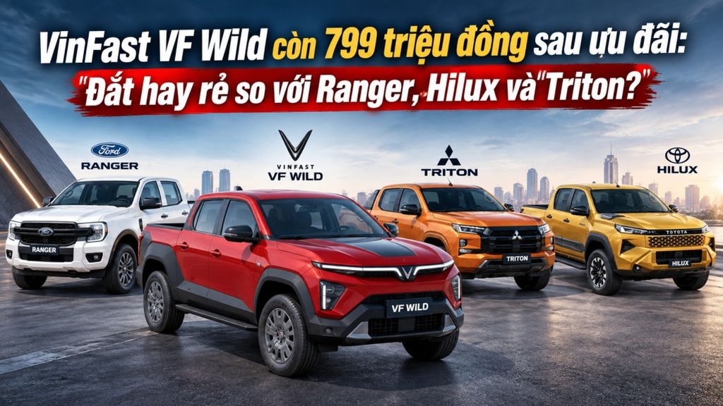 So sánh VinFast VF Wild với Ford Ranger-Toyota Hilux-Mitsubishi Triton-Isuzu D-Max