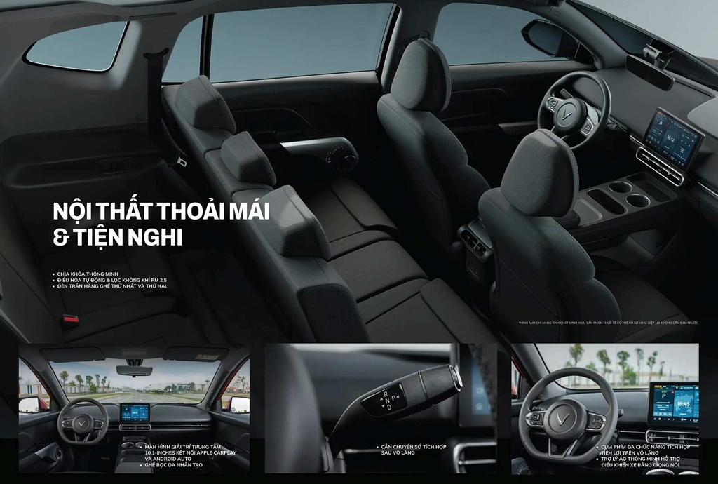  Nội thất ghế da / điều hòa | `Ghế bọc da và điều hòa lọc bụi mịn PM2.5 trên VinFast VF MPV 7, an toàn cho trẻ nhỏ` |