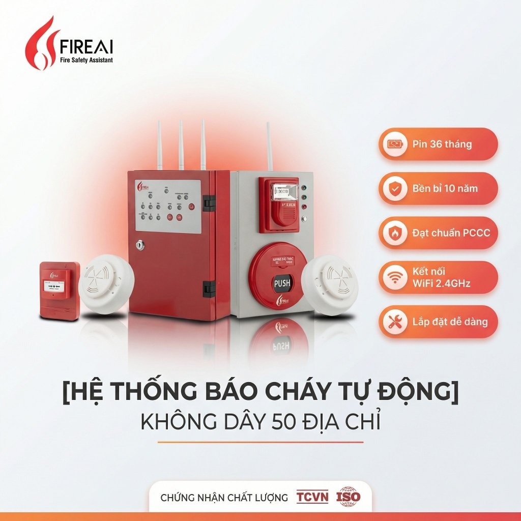 Hệ Thống Báo Cháy Tự Động Không Dây 50 Địa Chỉ