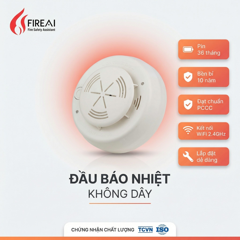 Đầu Báo Nhiệt Không Dây Địa Chỉ FireAI WAH-01