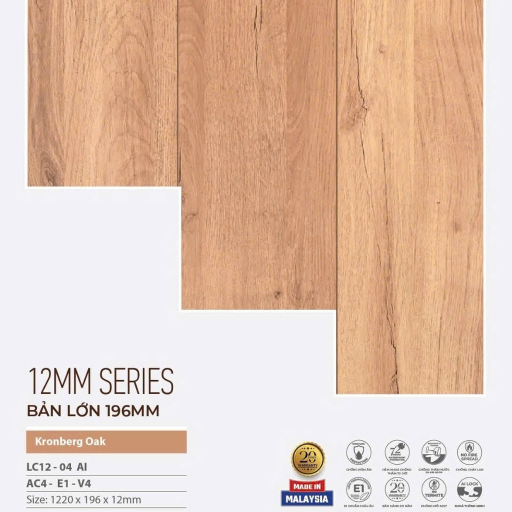 Sàn gỗ Lumicore LC12-04 AI - Nhập khẩu Malaysia