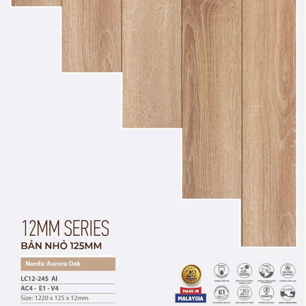 Sàn gỗ Lumicore LC12-24S AI - Nhập khẩu Malaysia