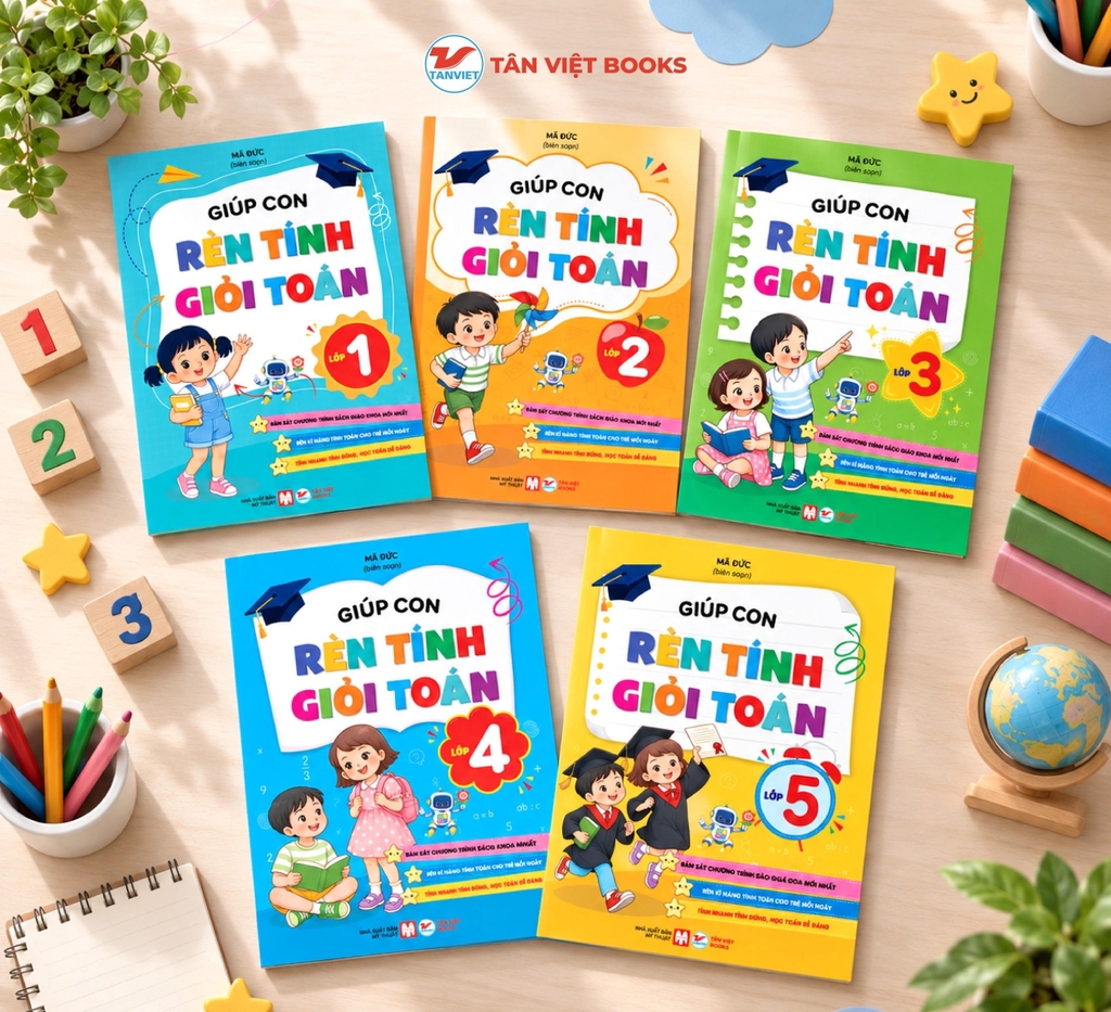 Combo 5 cuốn: Giúp con rèn tính giỏi toán: Lớp 1-2-3-4-5