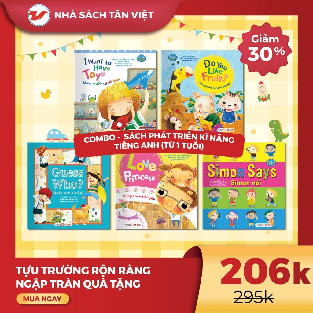 CB39 - Combo 5 cuốn Playtime in English: Sách phát triển kĩ năng tiếng Anh từ 1 tuổi