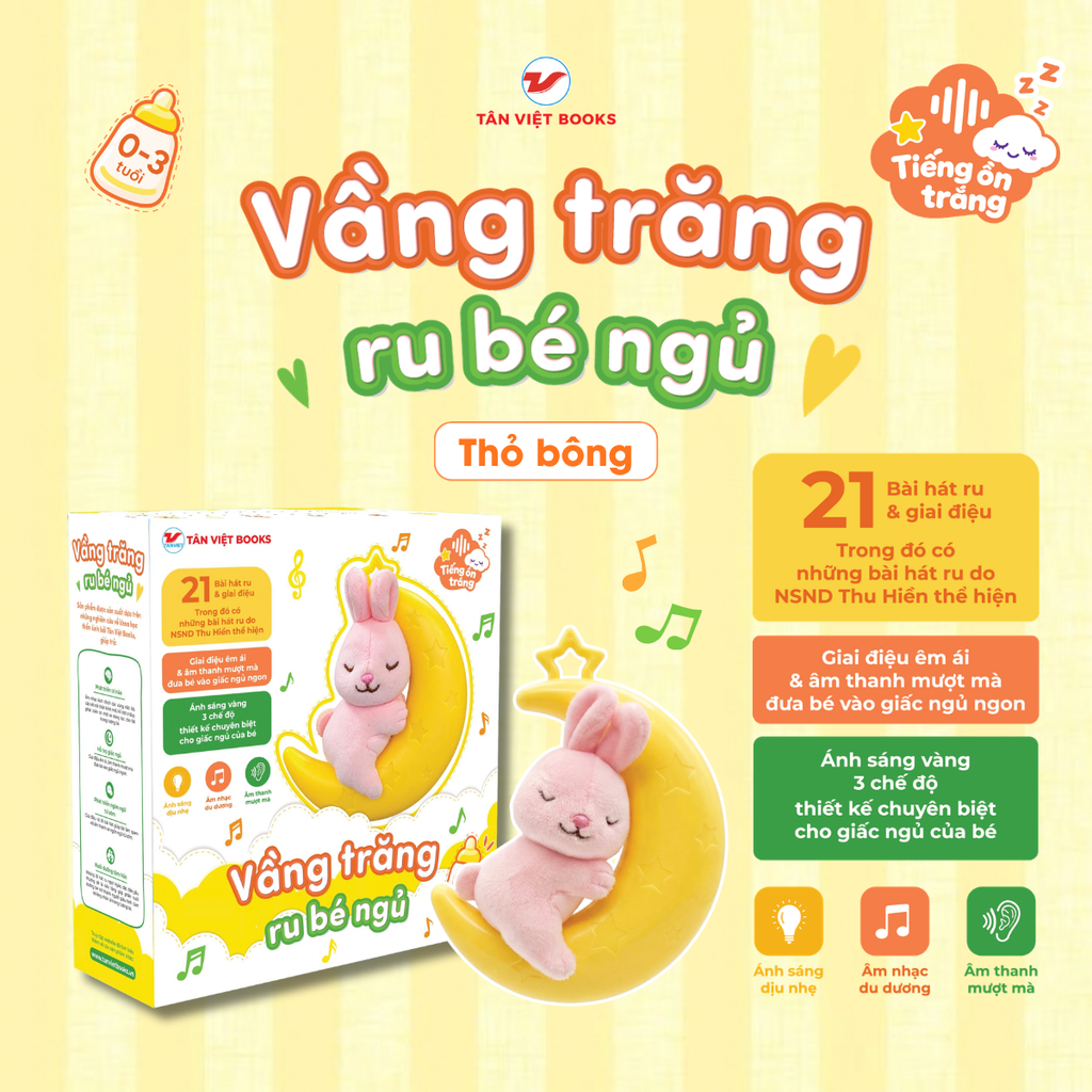 Vầng Trăng Ru Bé Ngủ - Thỏ Bông: 21 Bài Hát Ru, Tiếng Ồn Trắng Cho Bé 0–3 Tuổi
