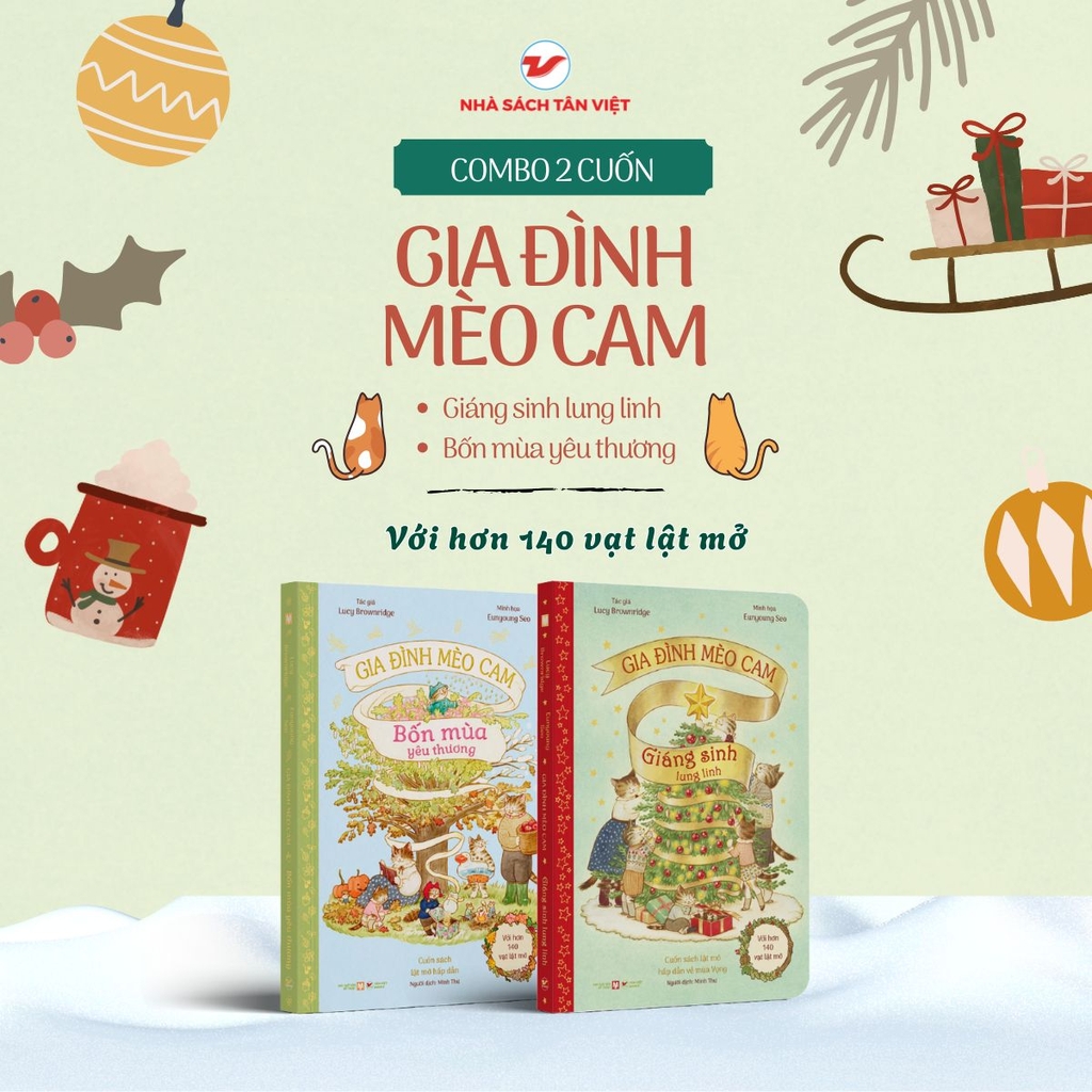 Combo 2 cuốn Gia Đình Mèo Cam: Giáng Sinh Lung Linh + Bốn Mùa Yêu Thương