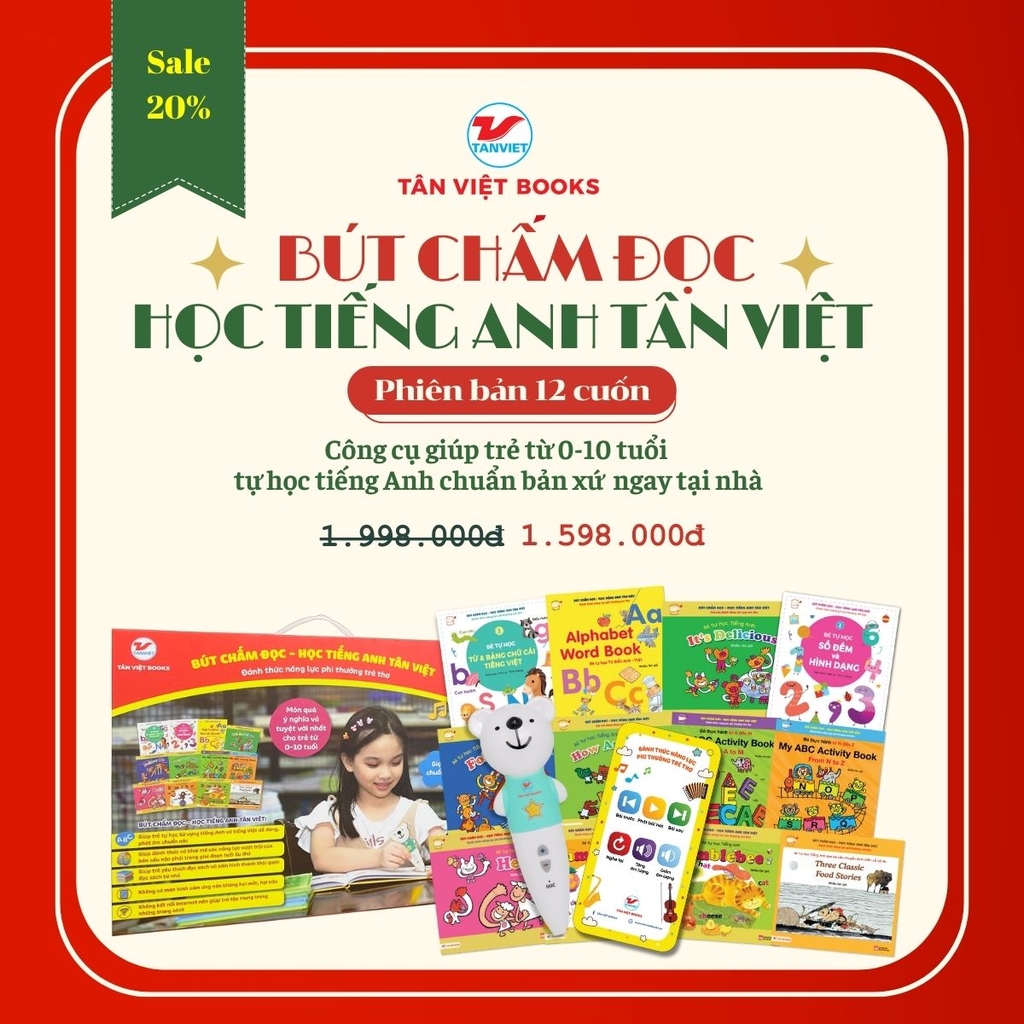 Combo 12 Cuốn Bút chấm đọc - Học Tiếng Anh Tân Việt