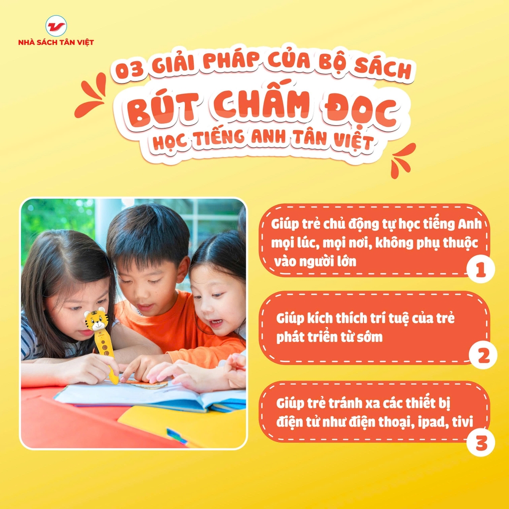 Bút chấm đọc - Học tiếng Anh Tân Việt (Trọn bộ 1 Bút + 12 cuốn sách)
