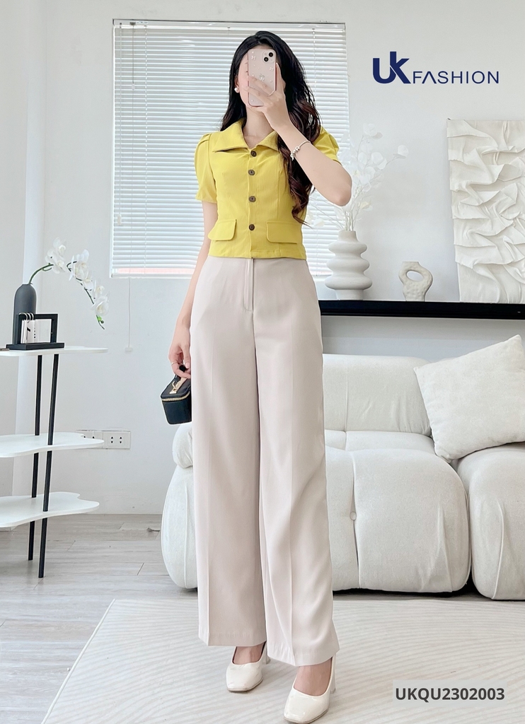 Quần Ống Rộng UK Fashion Trẻ Trung, Thanh Lịch, Hack Dáng UKQU2302003