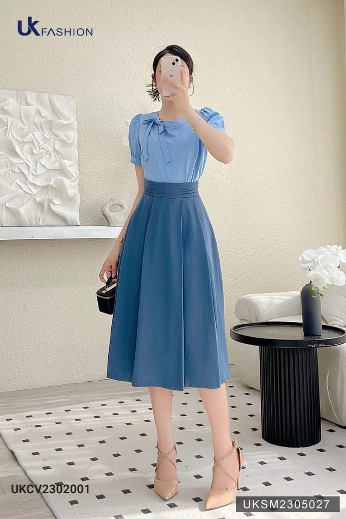 Chân Váy Xòe Xếp UK Fashion Cao Cấp, Xếp Nếp Tinh Tế UKCV2302001