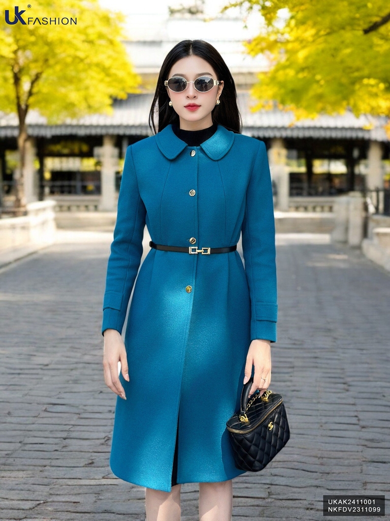 Áo Khoác Dạ Cổ Sen Dáng Dài NK Fashion Công Sở Nữ Sang Trọng, Thanh Lịch Vải Mềm Mịn UKAK2411001