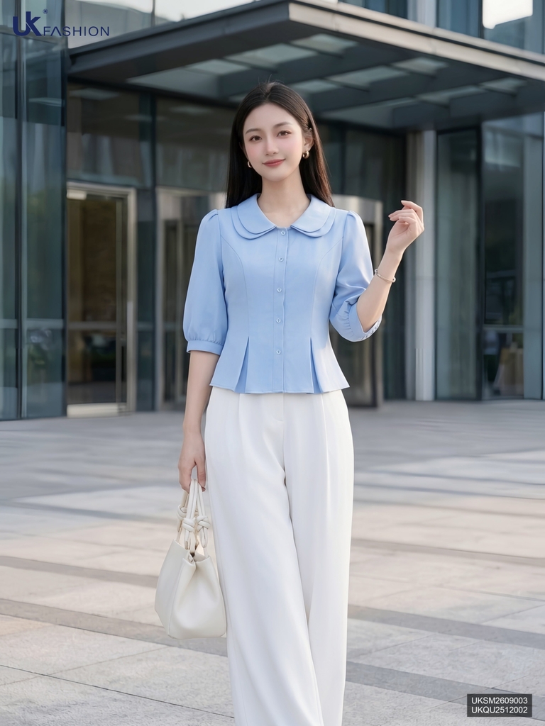 Sơ mi cổ sen kép ly súp UKSM2609003 ( Áo rời không kèm CV/QU/PK )