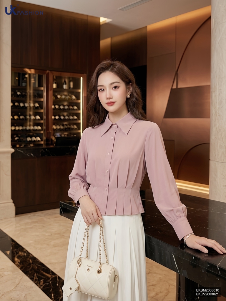 Sơ mi cổ đức 3 ly dài tay UKSM2608010 ( Áo rời không kèm các SP ghép set và PK khác )